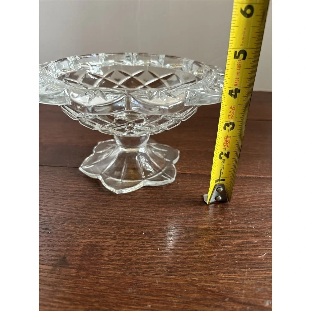 Vintage‎ Teleflora Cut Crystal Flower Compote Candy Dish Nut Bowl with Pedestal